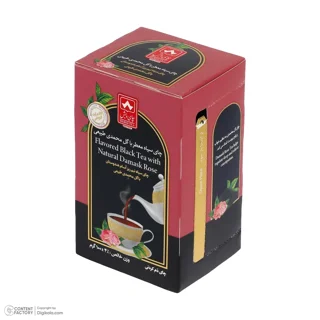 چای سیاه معطر با گل محمدی طبیعی دبش100گرمی